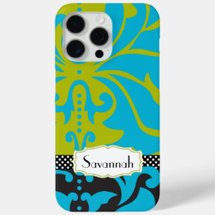 Personalised Lime Aqua Gold Damask iPhone 4 Case