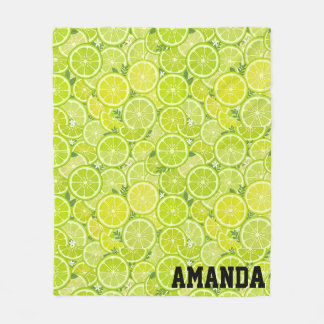 Personalised Lime Citrus Patterned Fleece Blanket