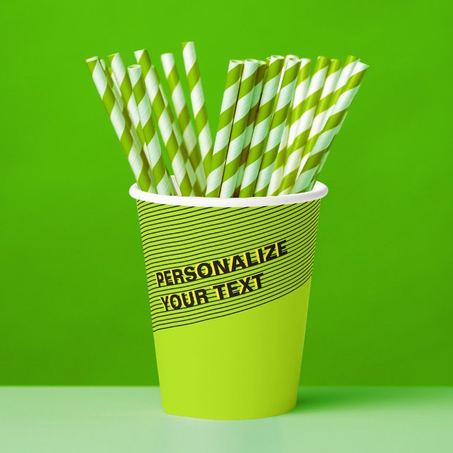 Personalised Lime Green Abstract Modern Neon Party Paper Cups (Creator Uploaded)