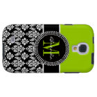 Personalised Lime Green Black Damask Case