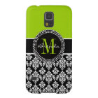 Personalised Lime Green Black Damask Case