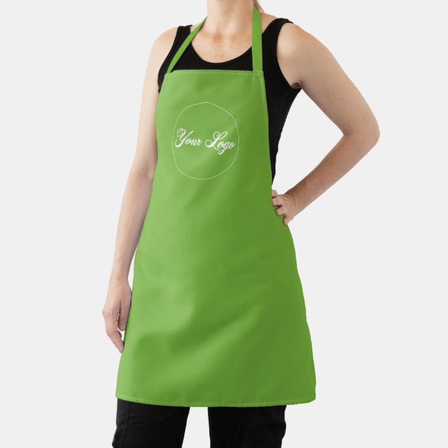 Personalised Lime Green Company Logo Apron (Insitu)
