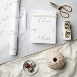Personalised Lime Green Elegant Name Wrapping Paper