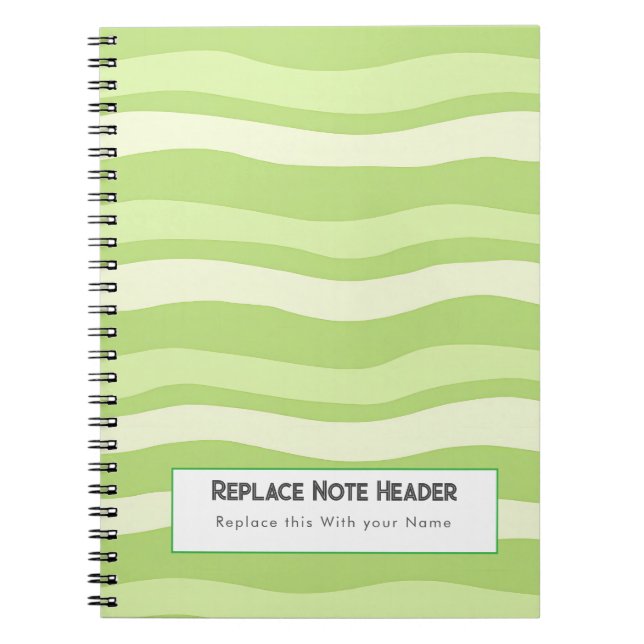 Personalised Lime Green Wave Patterned  Notebook (Front)