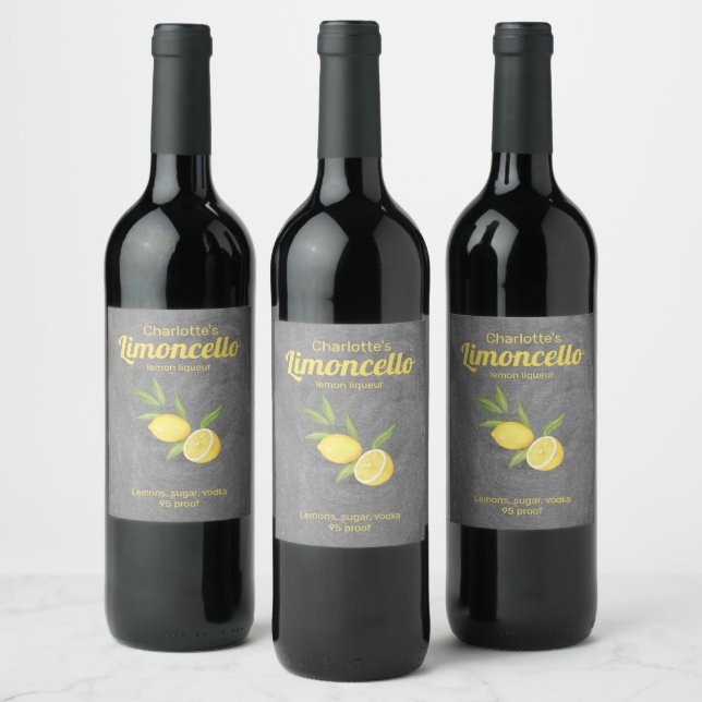 Personalised Limoncello Lemon Liqueur   Wine Label (Bottles)