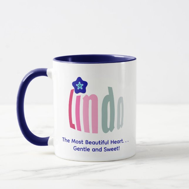 Personalised "Linda" Name and Evil Eye Flower Mug (Left)