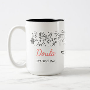 Personalised Line Art Midwife Doula Two-Tone Coffee Mug