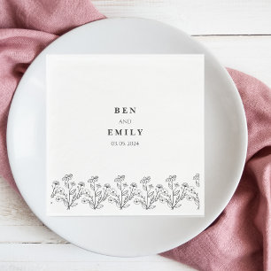 Personalised line drawing flower minimalist napkin