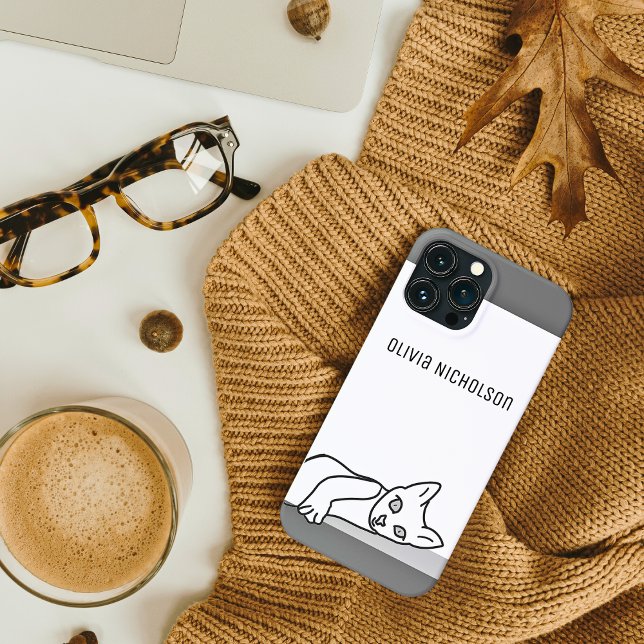Personalised Line Drawing Kitty Cat iPhone Case (Creator Uploaded)