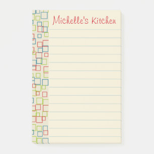 Personalised Lined Bright Kitchen Post It Notes