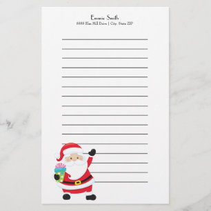 Personalised Lined Santa Christmas Stationery