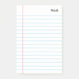 Personalised Lined School Notebook Paper Post-it N Notes