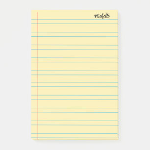 Personalised Lined School Notebook Paper Post-it Notes
