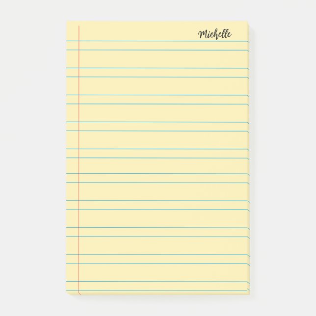 Personalised Lined School Notebook Paper Post-it Notes (Front)