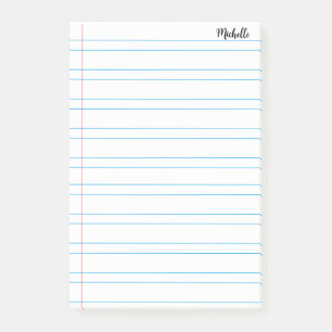 Personalised Lined School Notebook Paper Post-it Notes