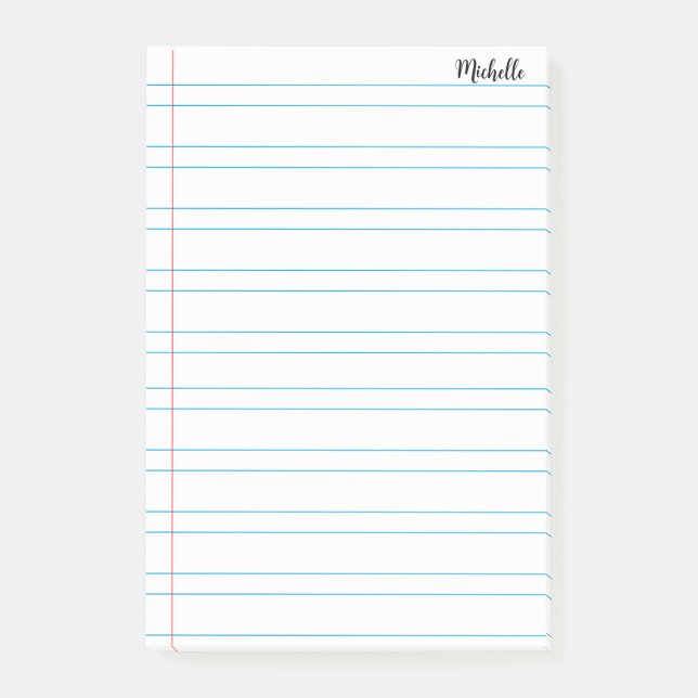 Personalised Lined School Notebook Paper Post-it Notes (Front)