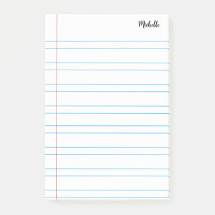 Personalised Lined School Notebook Paper Post-it Notes