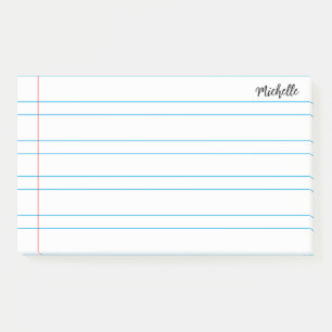 Personalised Lined School Notebook Paper Post-it Notes