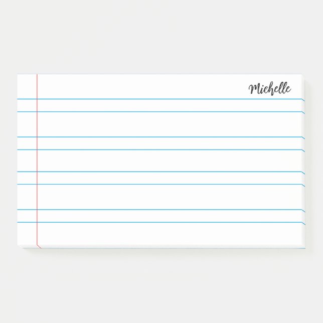 Personalised Lined School Notebook Paper Post-it Notes (Front)