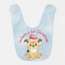 Personalised Lion 1st Christmas Baby Boy Blue 