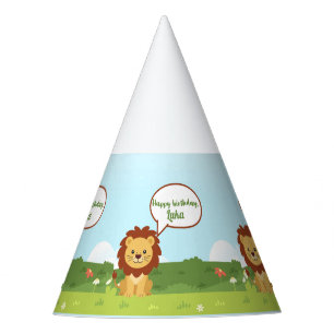 Personalised Lion Birthday Party Hat for kids