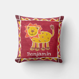 Personalised Lion Collage Print Cushion Pillow