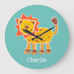 Personalised Lion Collage Print Large Clock