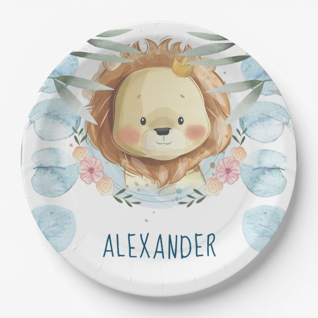 Personalised Lion Illustration Paper Plate (Front)