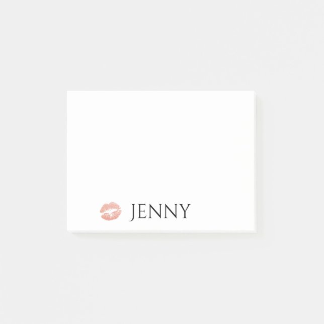 Personalised Lipstick Kiss Glitter Lipgloss Post-it Notes (Front)