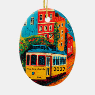 Personalised Lisbon Portugal Travel Ceramic Tree Decoration