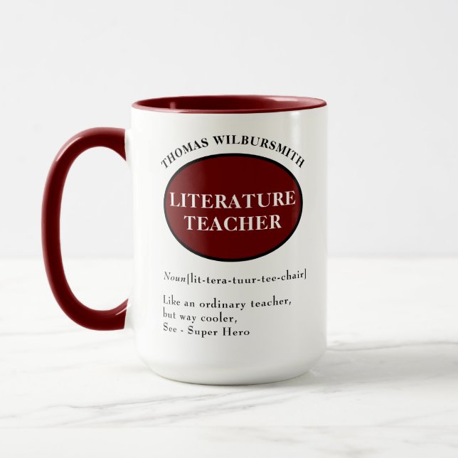 Personalised Literature Teacher Mug (Left)