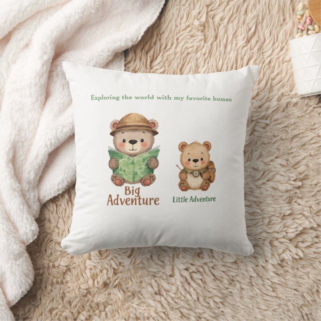 Personalised Little Adventure Bear Keepsake  Cushion (Blanket)
