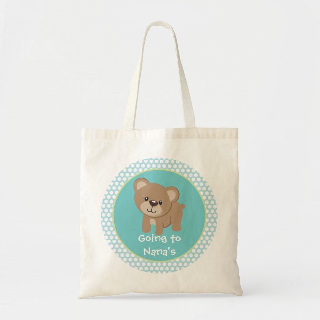 Personalised Little Bear Going to Nana's Tote Bag (Front)