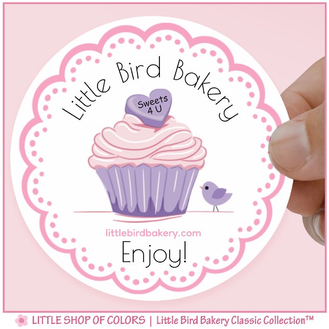 Personalised Little Bird Bakery Cupcake Classic Round Sticker (Creator Uploaded)