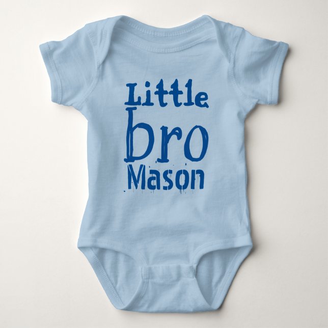 Personalised Little BRO Blue Baby Bodysuit (Front)