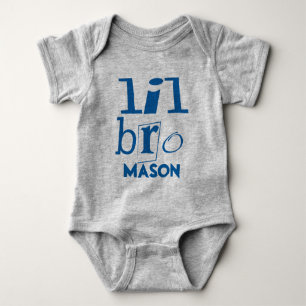 Personalised Little BRO Blue Baby Bodysuit