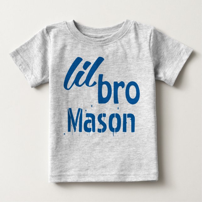 Personalised Little BRO Blue Baby T-Shirt (Front)
