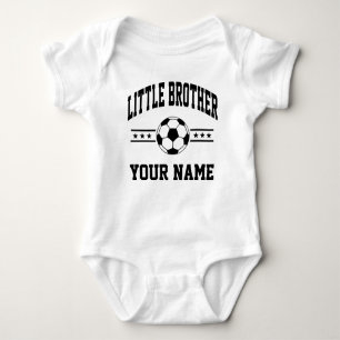 personalised little brother soccer baby bodysuit