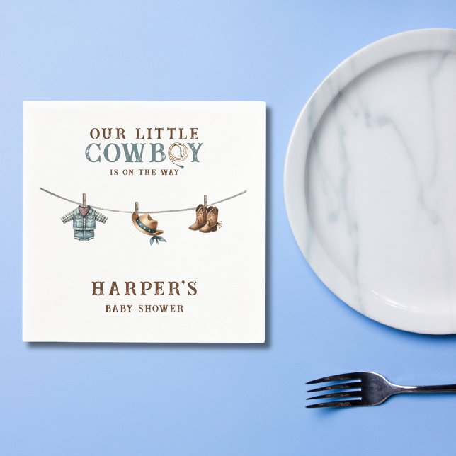 Personalised Little Cowboy  Baby Shower Napkin (Creator Uploaded)