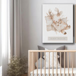 Personalised Little Deer Nursery  Faux Canvas Print<br><div class="desc">A cute watercolor little painted sleeping deer with baby's name underneath and date of birth. A perfect nursery gift for boy or girl. Faux canvas print.</div>