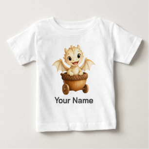 Personalised Little Dragon in Acorn Cart Baby T-Shirt