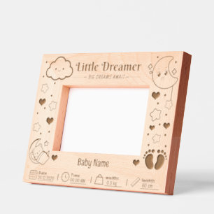 Personalised Little Dreamer Newborn Wooden Picture Etched Frames