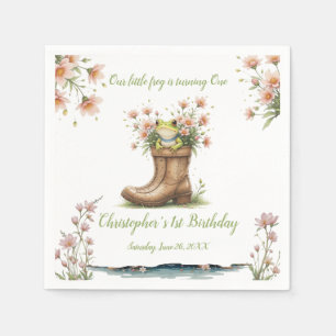 Personalised little frog Froggie 1st birthday Napkin