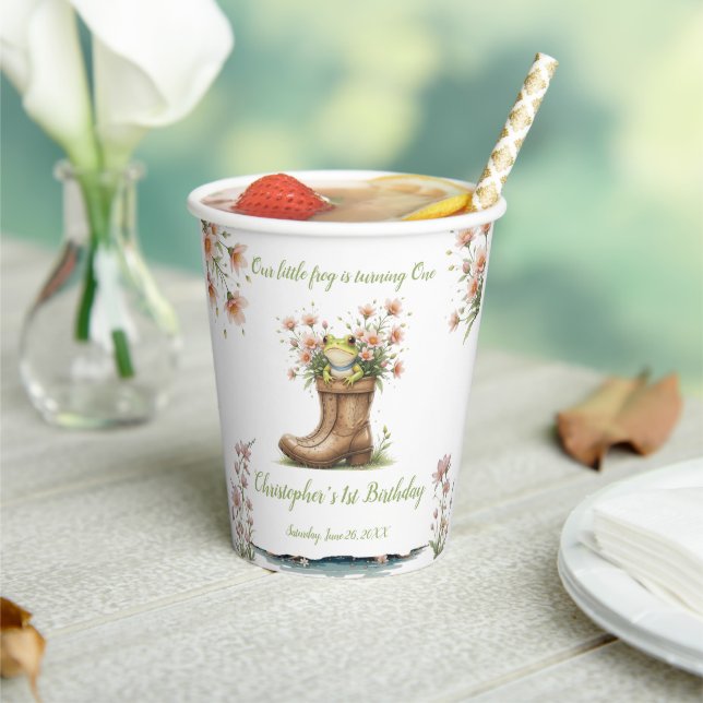 Personalised little frog Froggie 1st birthday Paper Cups (Insitu)