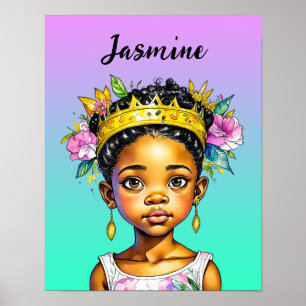 Personalised Little Girl Princess of Colour Poster