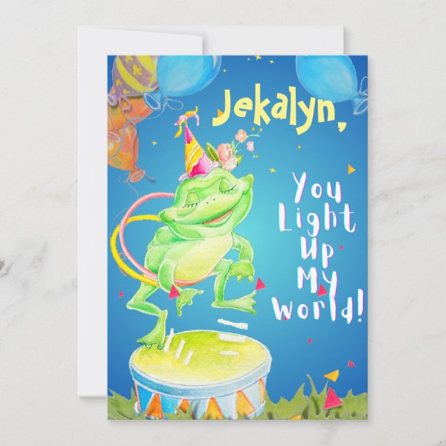 Personalised Little Girls Birthday Greeting card  (Front)