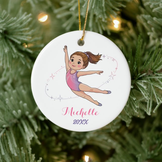  Personalised Little Gymnast Girl Christmas  Ceramic Tree Decoration (Tree)