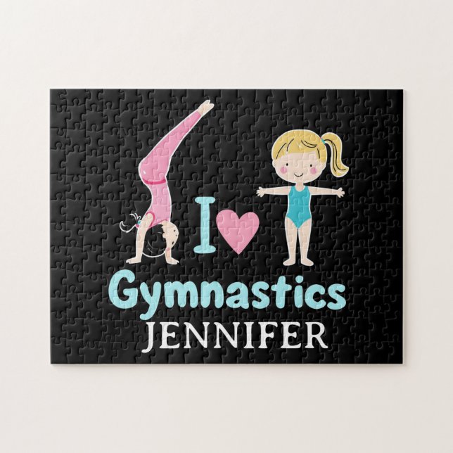 Personalised Little Gymnast Girl,I Love Gymnastics Jigsaw Puzzle (Horizontal)