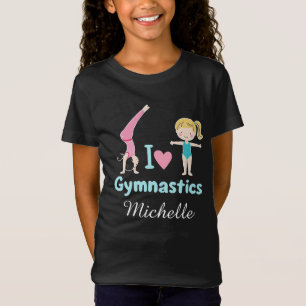 Personalised Little Gymnast Girl,I Love Gymnastics T-Shirt