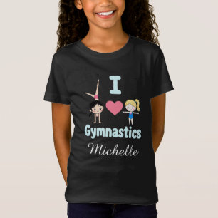 Personalised Little Gymnast Girl,I Love Gymnastics T-Shirt
